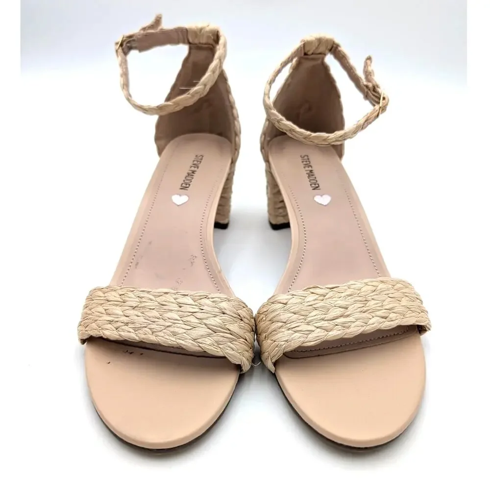 Steve Madden Carrson Ankle Strap Sandals Girls' Natural Size US7M